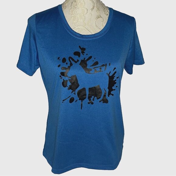 Donkey Womens sz M Tee Shirt Bright Blue Brayz Restaurant Hazel Park MI - Picture 1 of 7